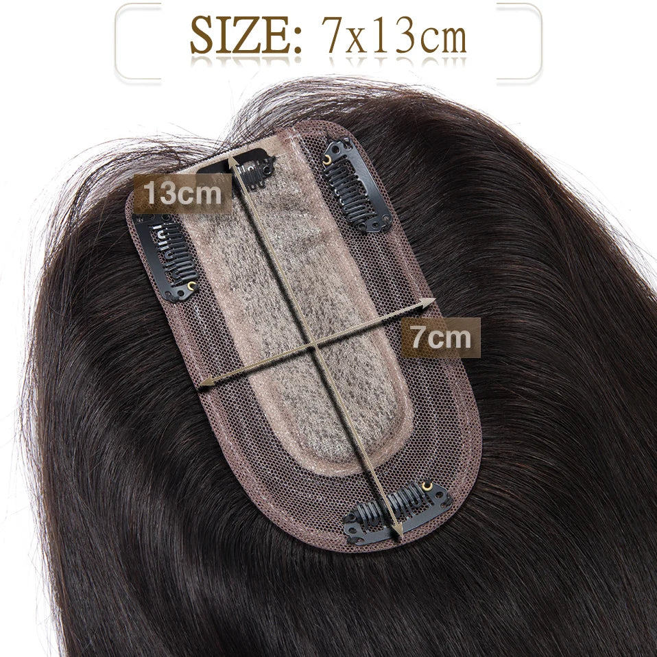 Hair Toppers 7x13cm Women Topper Hair Clip Natural Hair Wig 100% Human Hair For Women Silk Base Clip In Hair Extension