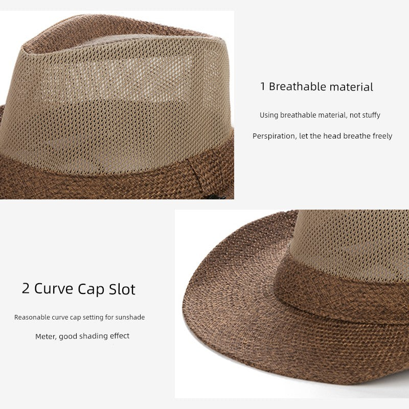 Sun Hat Men's Fishing Summer Outdoor Breathable Straw Hat