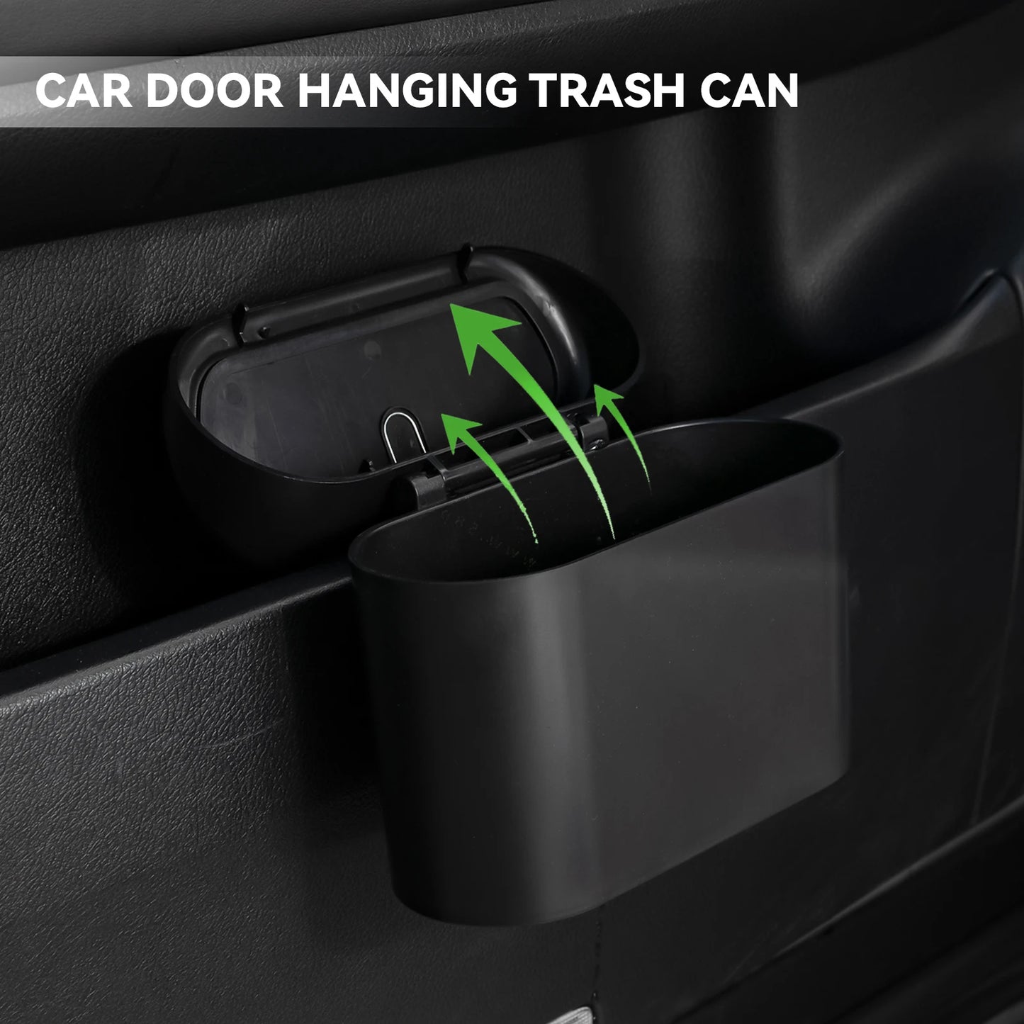 Mini Car Trash Can with Lid Hanging Waterproof Waste Rubbish Bin Garbage Basket Organizer Storage Box Auto Interior Accessories