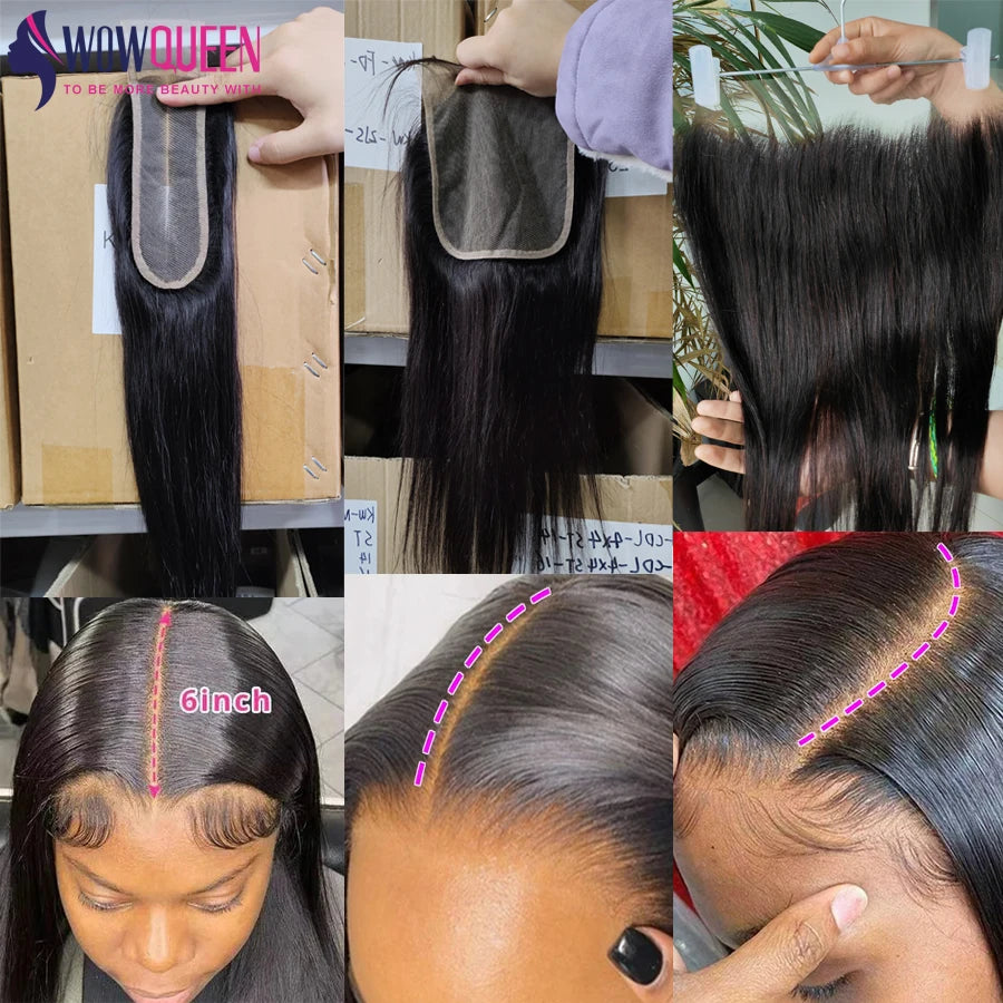 Straight Human Hair Bundles with Closure 2x6 4x4 Raw Brazilian Hair Extensions Weave 3 4 Bundles with 13x4 Transparent Frontal