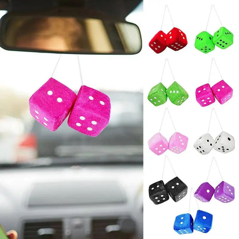 Car Plush Dice Pendant New Year Dice Velvet Dice Model Auto Rear View Mirror Pendant Cube Decoration Car Styling Accessories