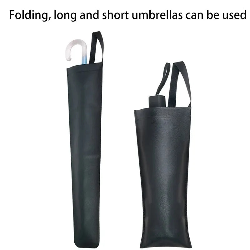 Universal Car Umbrella Storage Bag, Synthetic Leather Waterproof Car Seat Back Organizer, Space-Saving Automotive Accessory.