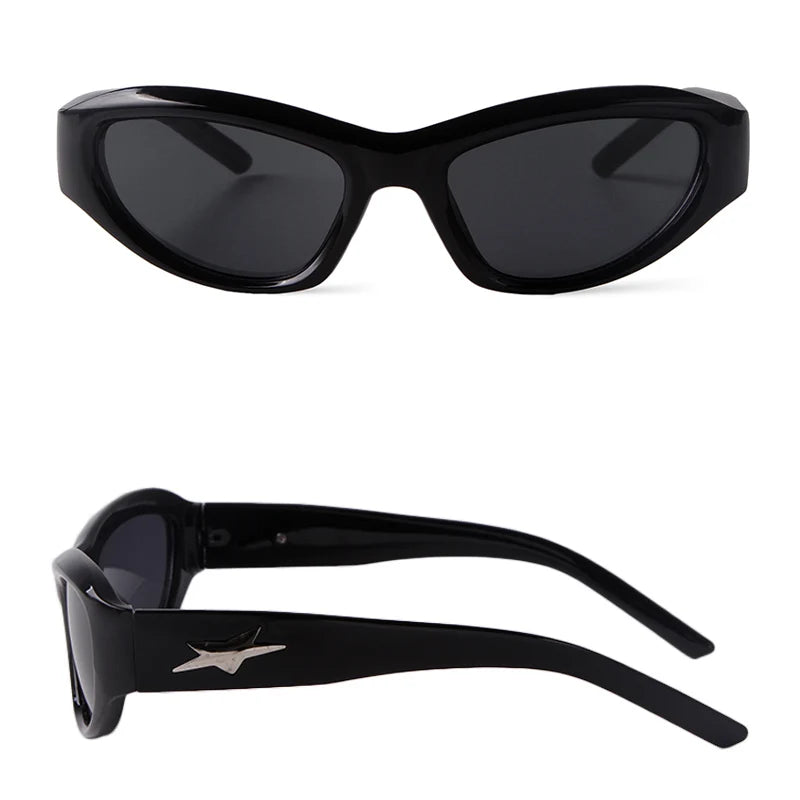 Purple Mirror Sunglasses Brand Rectangle Trendy Sport Cycling Shades Eyewear Star Rivets Sun Glasses