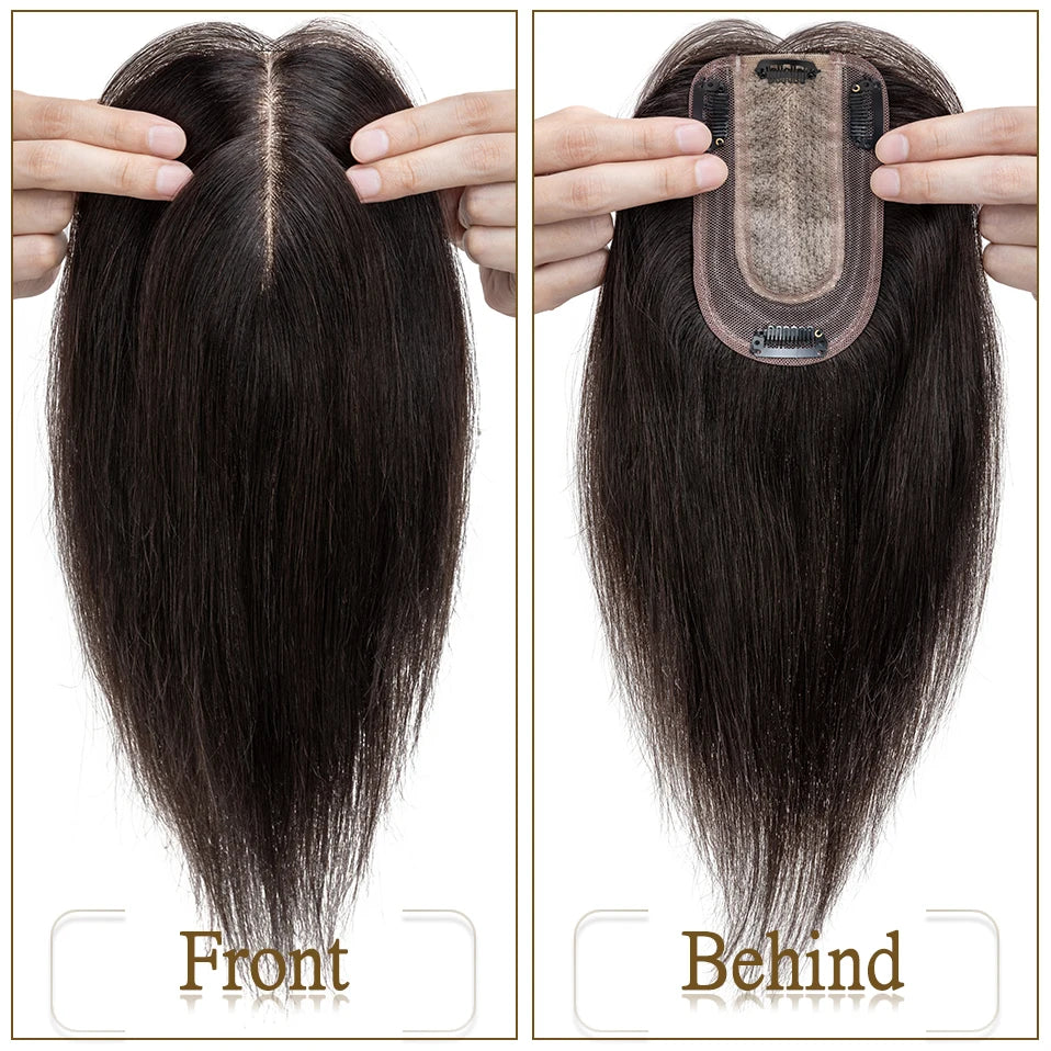 Hair Toppers 7x13cm Women Topper Hair Clip Natural Hair Wig 100% Human Hair For Women Silk Base Clip In Hair Extension